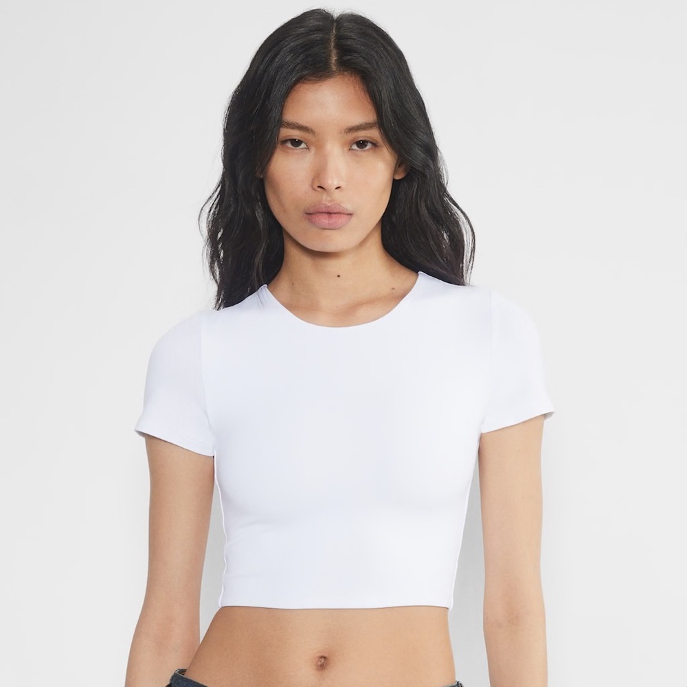 Aritzia White Fitted Crop Top
